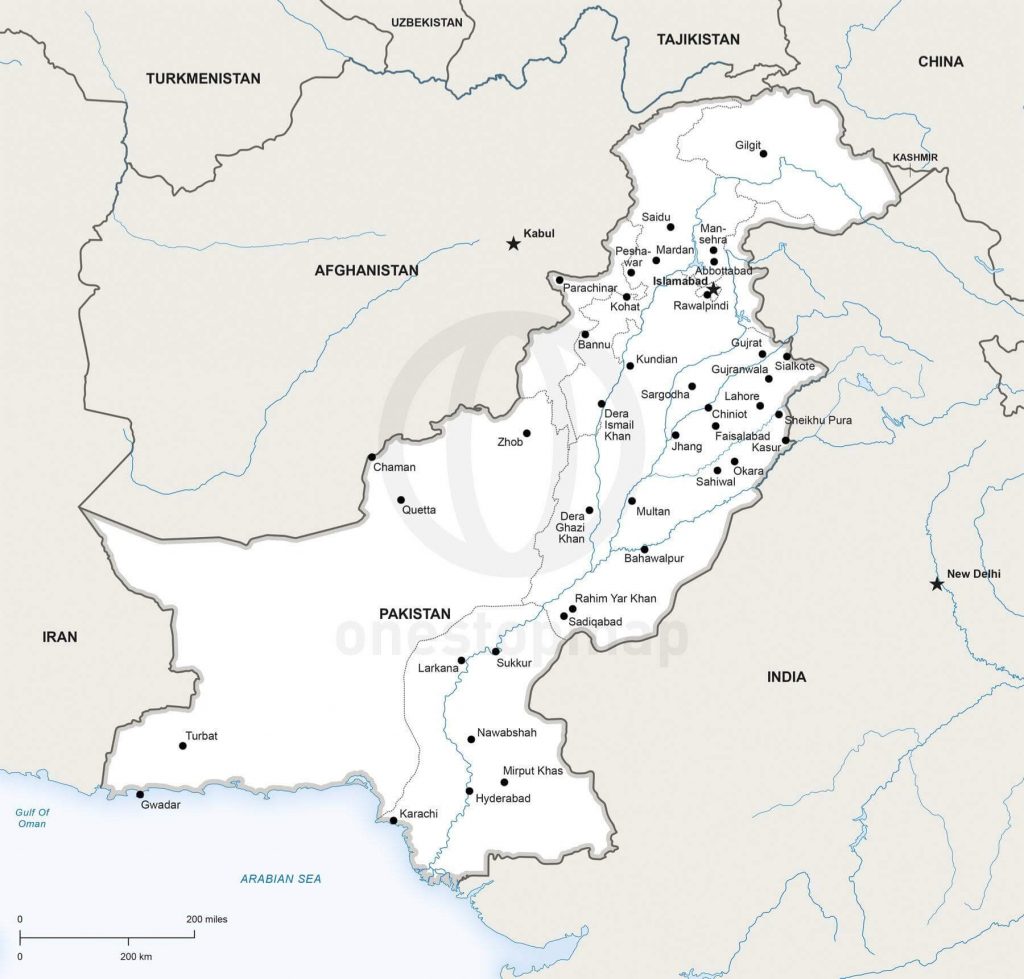 Vector Map Of Pakistan Political | One Stop Map - Printable Map Of ...