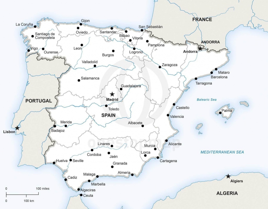 Vector Map Of Spain Political | One Stop Map - Printable Map Of Spain