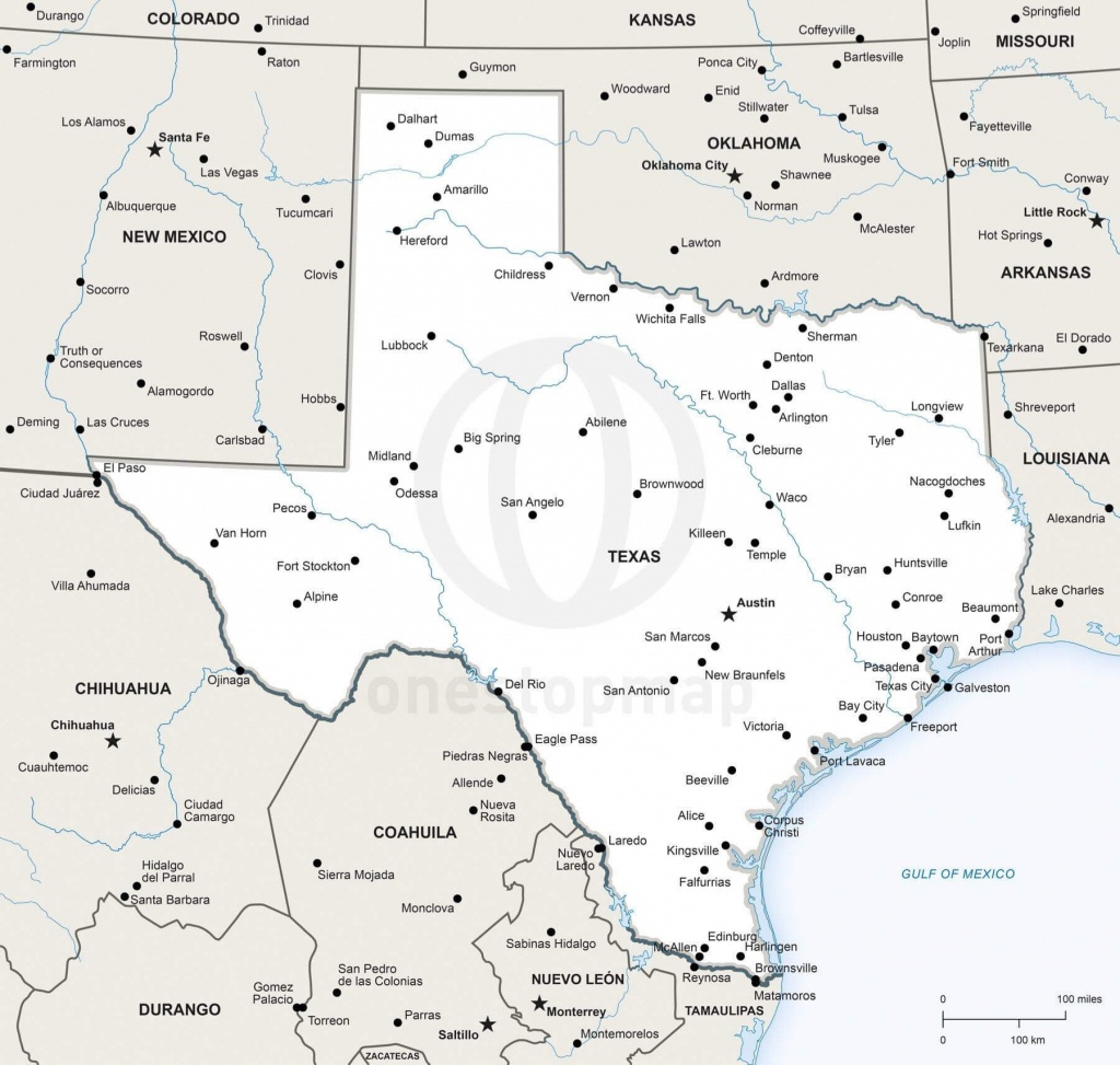 Vector Map Of Texas Political | One Stop Map - Printable Map Of Texas