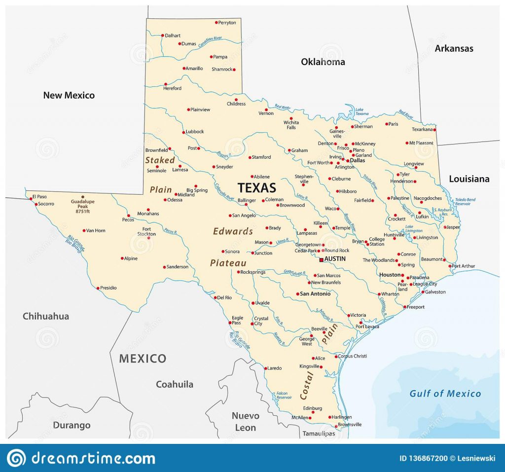 Vector Map Of The U.s. State Of Texas Stock Vector - Illustration Of ...