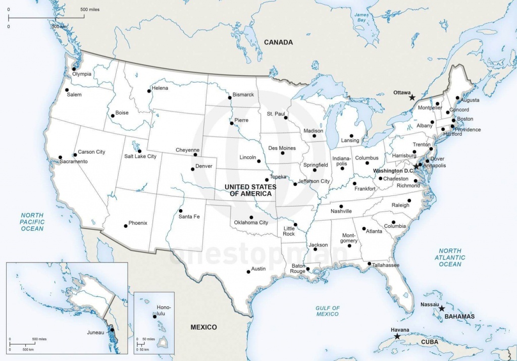 Vector Map Of United States Of America | One Stop Map - Free Printable Us Maps State And City
