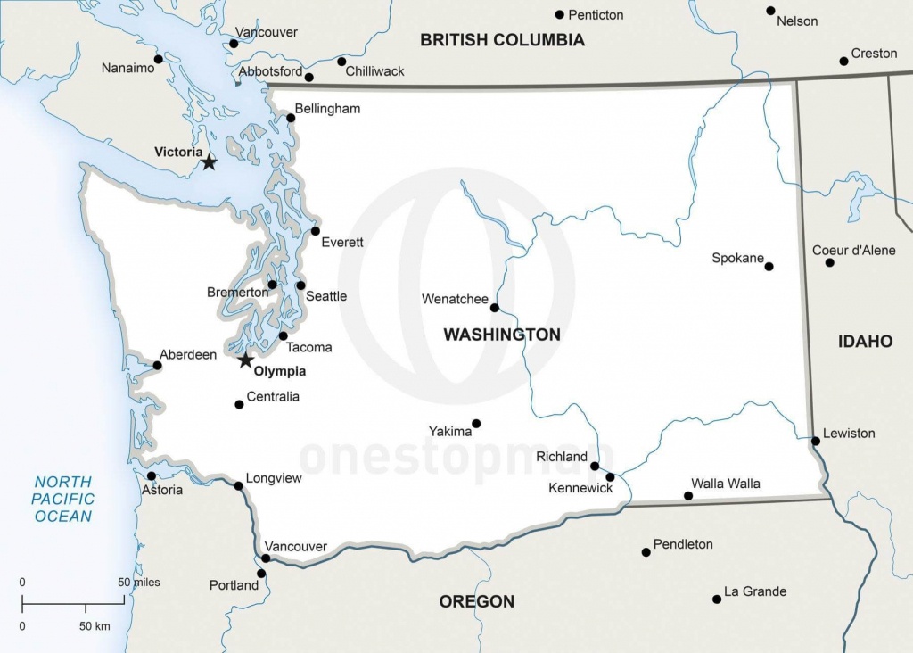 Vector Map Of Washington Political | One Stop Map - Printable Map Of Washington State