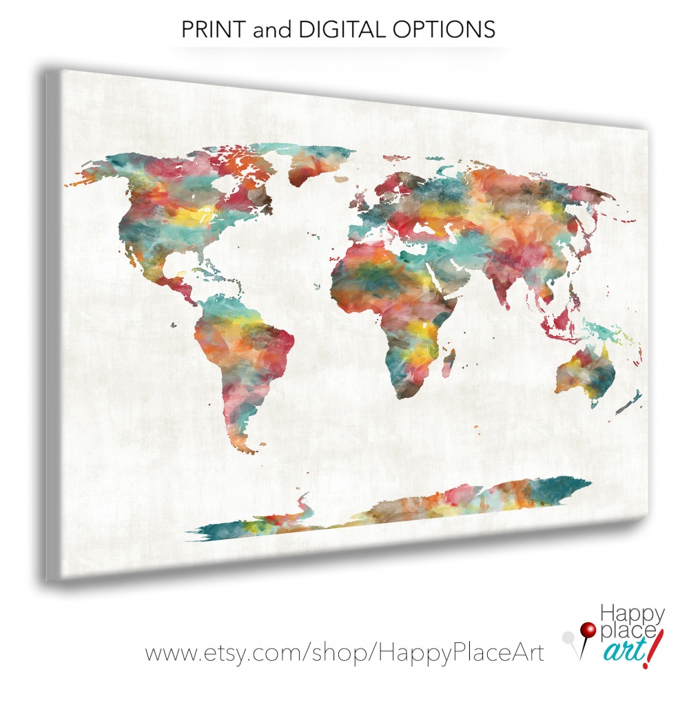 Very Large Custom World Map Print Or Printable World Map Art | Etsy - Large Printable World Map