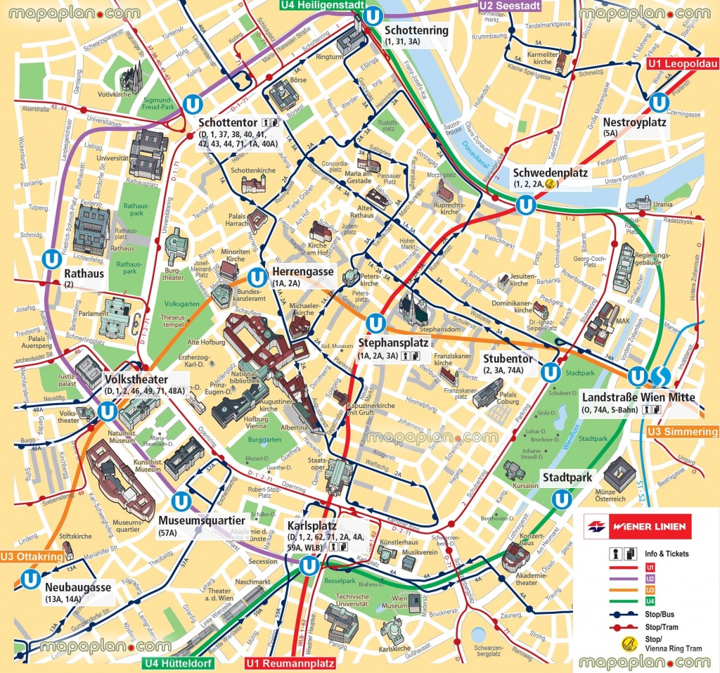 Vienna Map Ubahn Underground Subway Metro Stations Tram Stops - Printable Tourist Map Of Vienna
