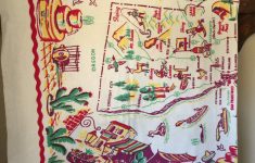 Vintage California State Souvenir Tablecloth With Map (Pre Disney - Vintage California Map Tablecloth