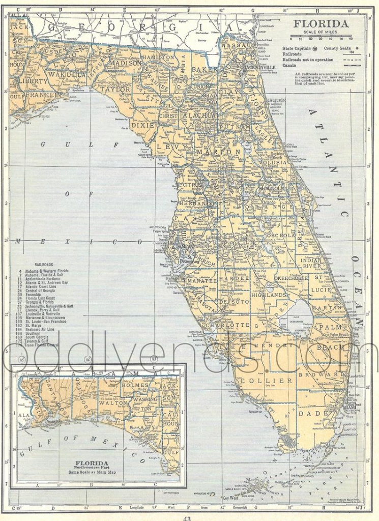 Vintage Florida Map 1939 Original Atlas Antique Map Miami | Etsy - Vintage Florida Map