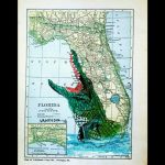 Vintage Florida Map Alligator Wildlife Coastal Gator Art Print | Etsy   Alligators In Florida Map