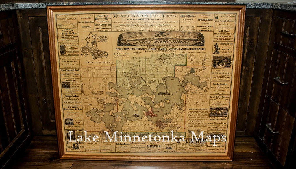Vintage Rare Framed Map Of Lake Minnetonka Dating Back To 1879 - Printable Lake Minnetonka Map