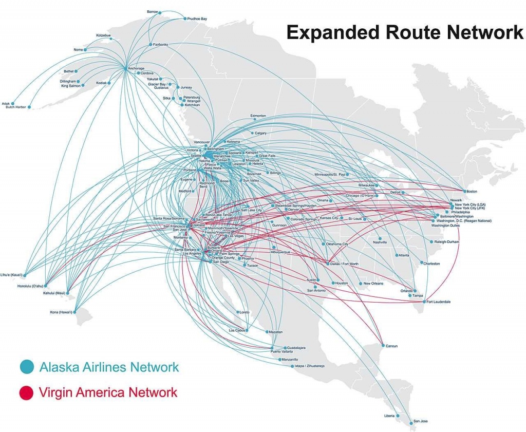 Virgin America Route Map Alaska Airlines At Flight Nextread Me - Alaska Airlines Printable Route Map