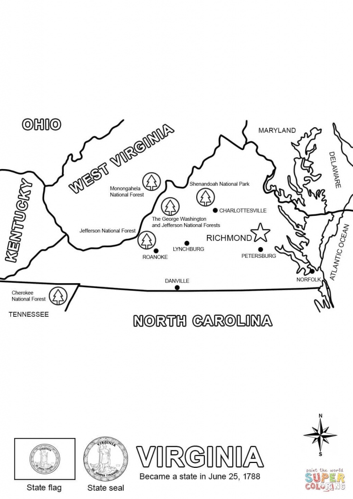 Virginia State Map Coloring Page | Free Printable Coloring Pages - Virginia State Map Printable