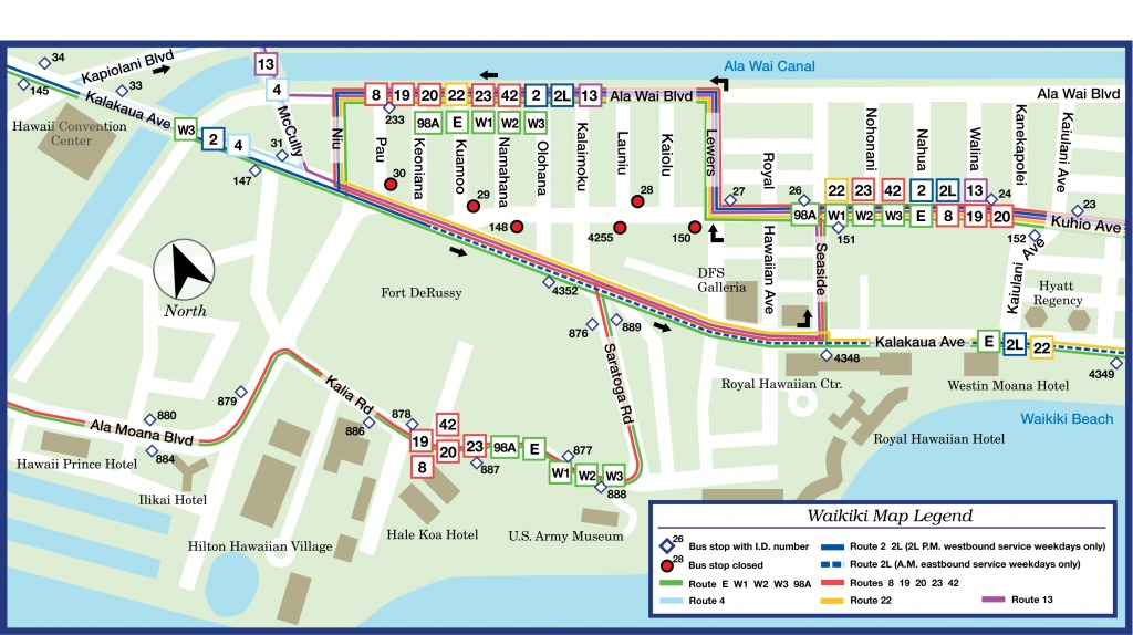 Waikiki Bus Route Map - Printable Map Of Waikiki