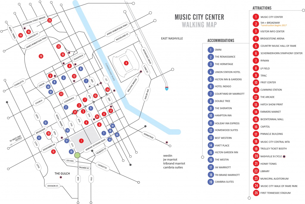 Walking Map | Nashvillemusiccitycenter - Printable Map Of Nashville Tn
