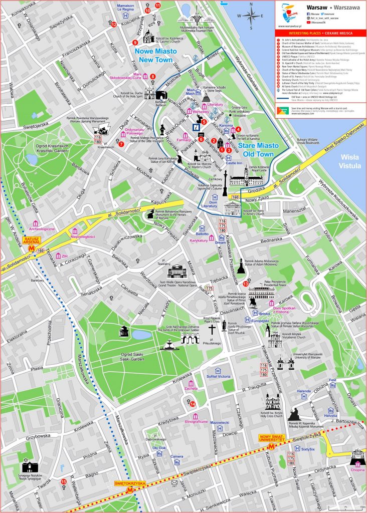 Warsaw City Center Tourist Map - Warsaw Tourist Map Printable ...