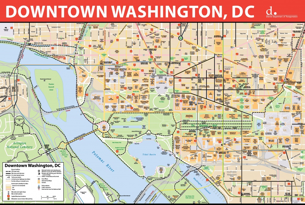 Washington, D.c. Downtown Bike Map - Printable Map Of Downtown Dc