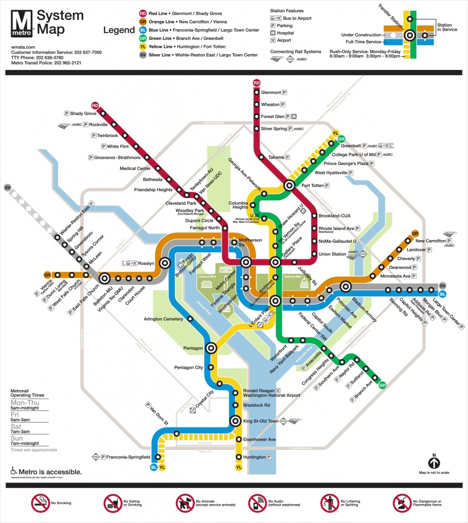 Washington, D.c. Metro Map - Printable Metro Map