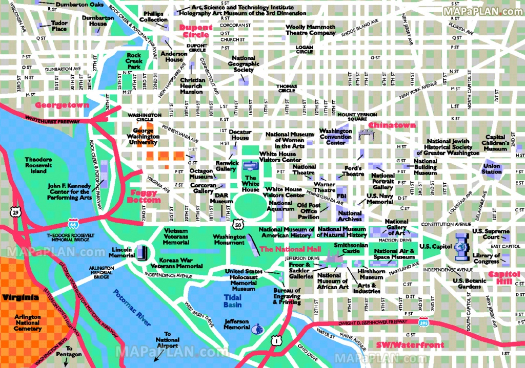 Washington Dc Maps - Top Tourist Attractions - Free, Printable City - Printable Map Of Washington Dc