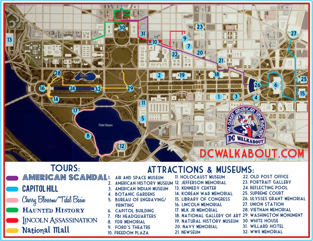 Washington Dc Tourist Map | Tours &amp;amp; Attractions | Dc Walkabout - Printable Map Of Downtown Dc