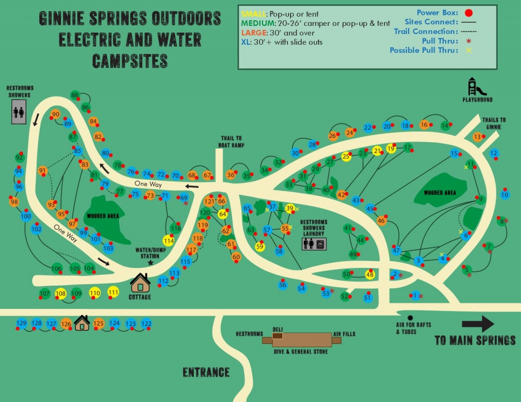 Water &amp;amp; Electric Sites | Ginnie Springs Outdoors | High Springs, Fl - Florida Camping Map
