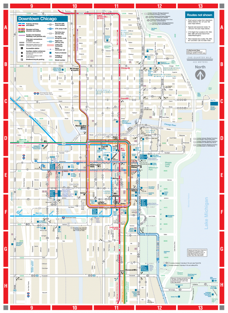Web-Based Downtown Map - Cta - Map Of Chicago Attractions Printable