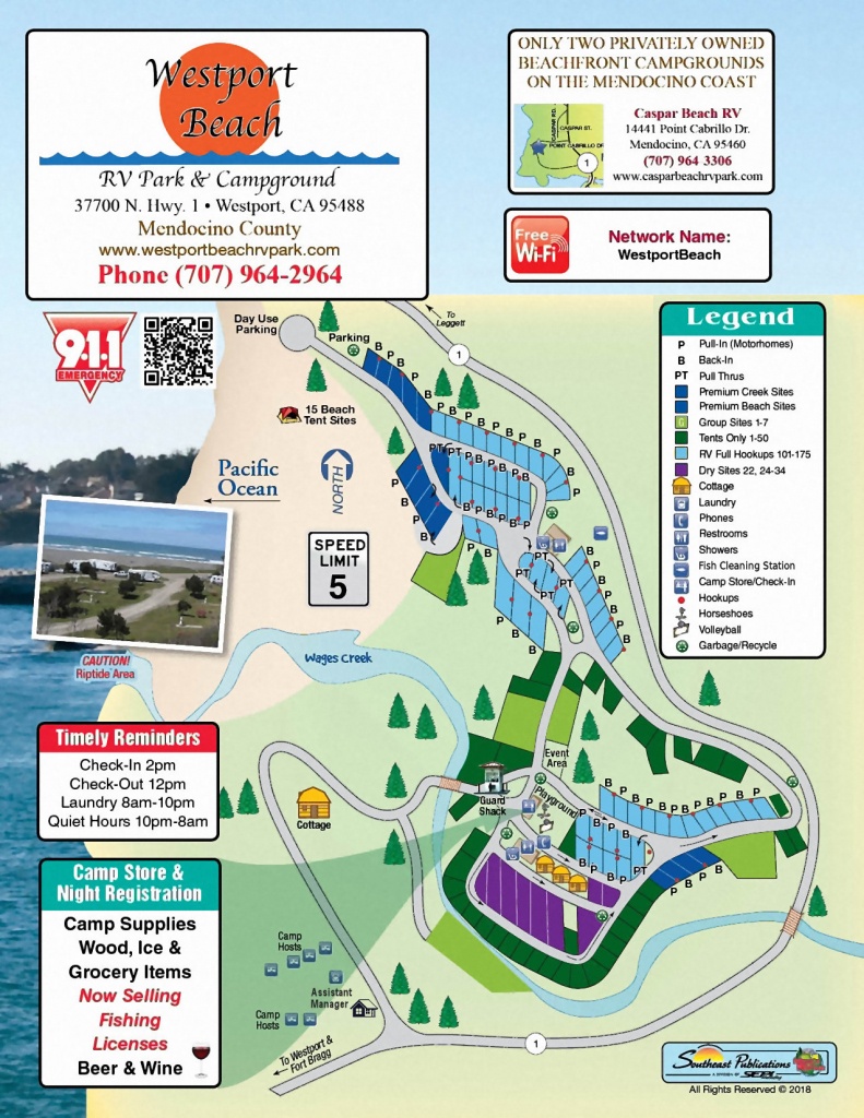 Westport Park Map - California Rv Camping Map