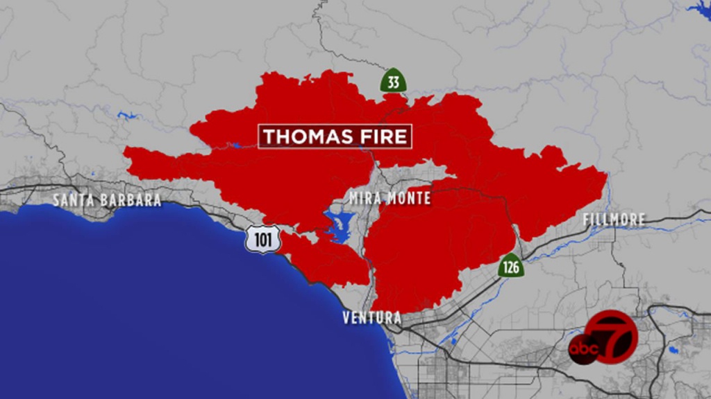 What If The Thomas Fire Burned The Bay Area? | Abc7News - Map Of Thomas Fire In California