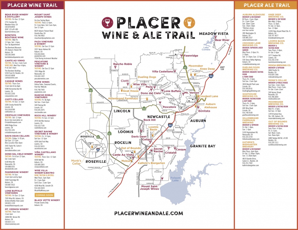 Wine &amp;amp; Ale Trails Of Placer County: Visit Northern California Wine - Auburn California Map