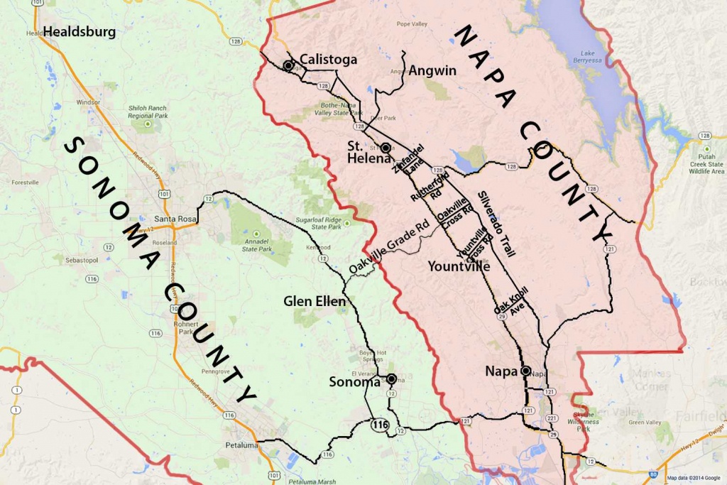 Wine Country Map: Sonoma And Napa Valley - Central California Wine Country Map