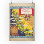 Wine Map Of California Vintage Poster (Artist: Taylor) Usa C. 1950   California Wine Map Poster