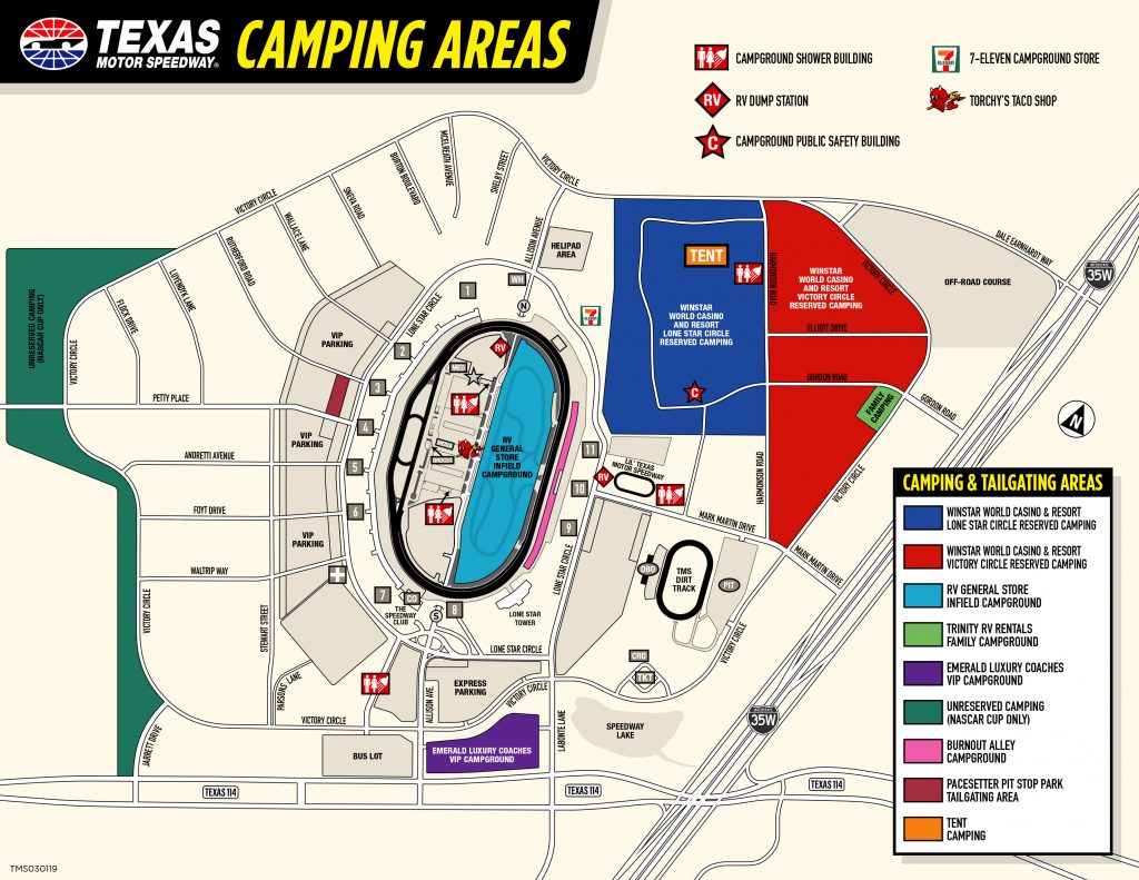 Winstar World Casino And Resort Reserved Camping Texas Motor Speedway Parking Map Printable Maps