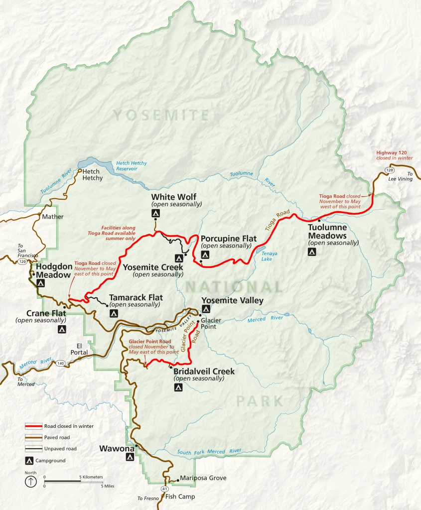 Winter Road Closures - Yosemite National Park (U.s. National Park - Highway 41 California Map