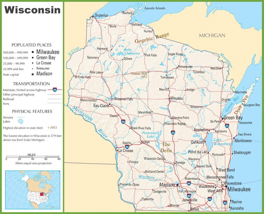 Wisconsin Highway Map - Wisconsin Road Map Printable