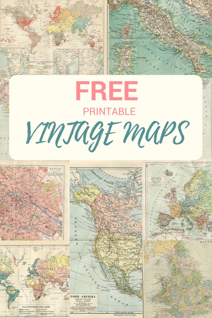 Wonderful Free Printable Vintage Maps To Download - Pillar Box Blue - Vintage World Map Printable