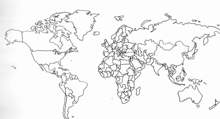 Black And White Printable World Map With Countries Labeled