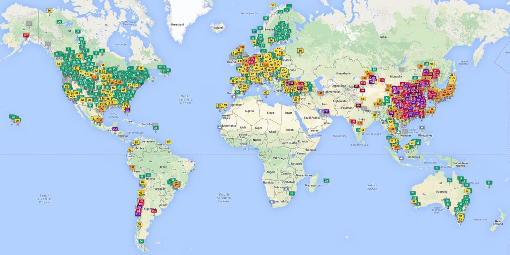 World Map Of Air Quality Index [Oc][1340X671] Mapporn Aqi Map