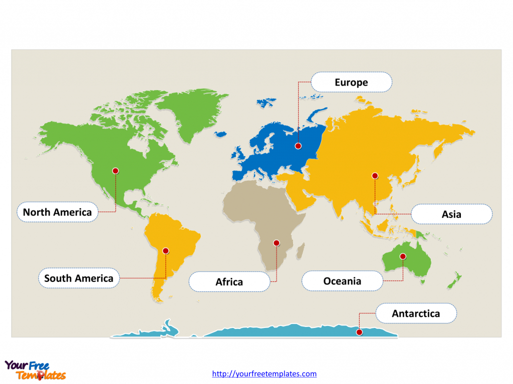 World Map With Continents - Free Powerpoint Templates - Continents Of The World Map Printable