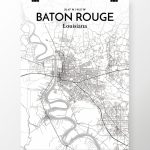 Wrought Studio 'baton Rouge City Map' Graphic Art Print Poster In   Printable Map Of Baton Rouge