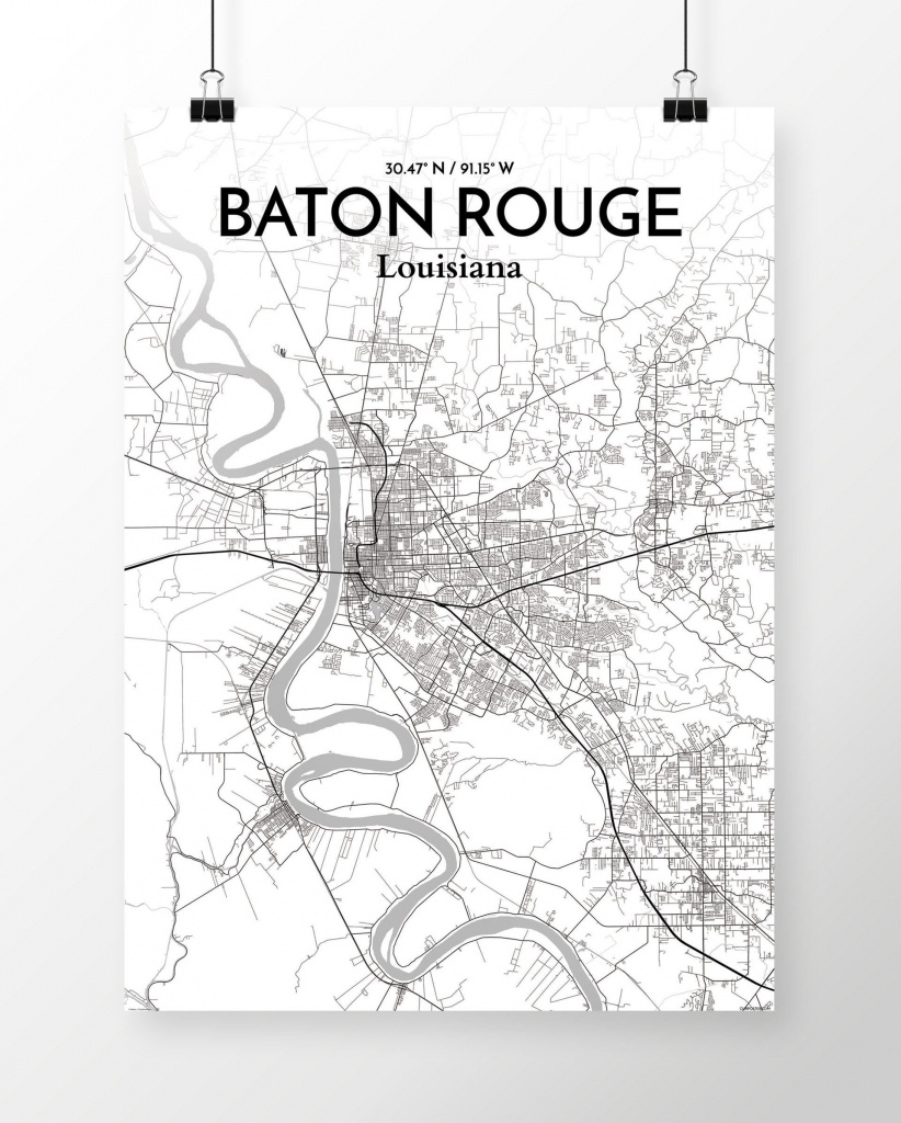 Wrought Studio &amp;#039;baton Rouge City Map&amp;#039; Graphic Art Print Poster In - Printable Map Of Baton Rouge