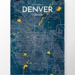 Wrought Studio 'denver City Map' Graphic Art Print Poster In Blue   Denver City Map Printable