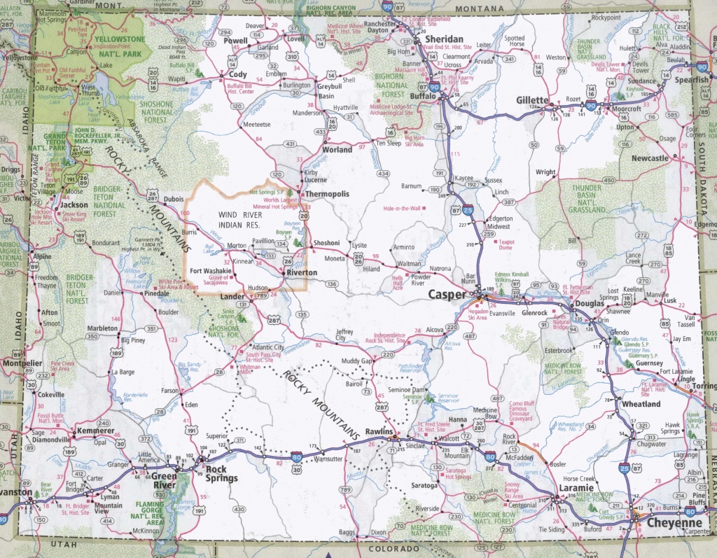 Wyoming Road Map - Printable Map Of Wyoming